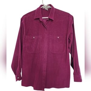 The GAP Vintage Red Magenta Cotton Long-Sleeve Corduroy Shirt SZ Medium